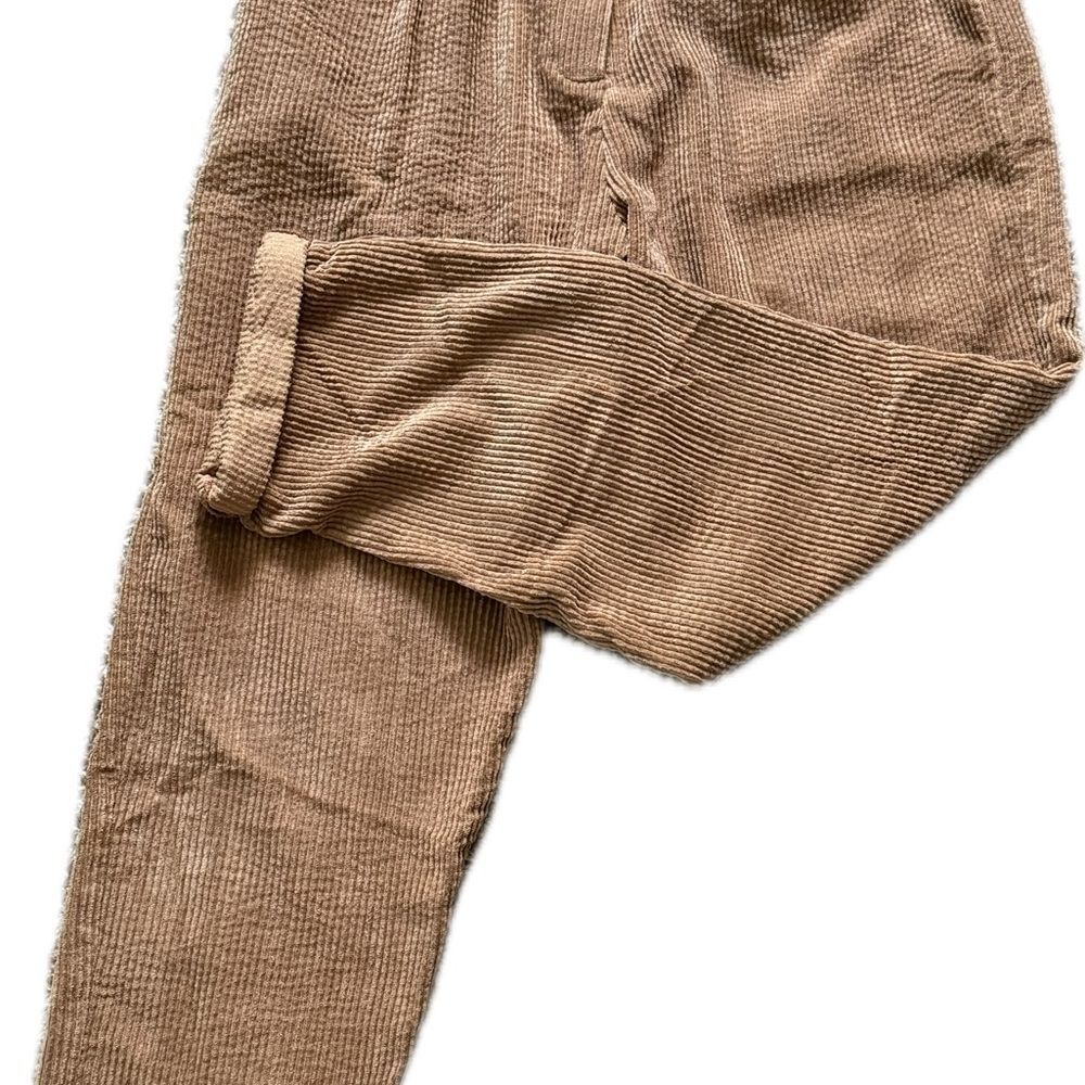 Aaron & Amber Tan Corduroy Cropped Pants Lightweight Baggy Womens L
